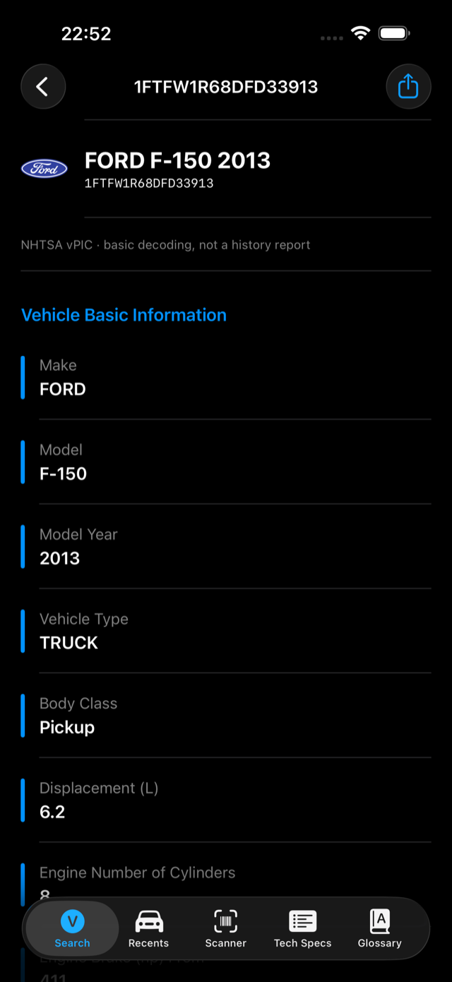 Vin Check — Screenshot 1